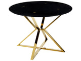 Dining Table Gold and Black Tempered Glass and Metal Legs  105 cm Glossy Finish Rectangular Glam Beliani