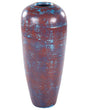 Decorative Vase Brown and BlueTerracotta Earthenware Faux Aged Distressed Finish Natural Style For Dried Flowers  Beliani