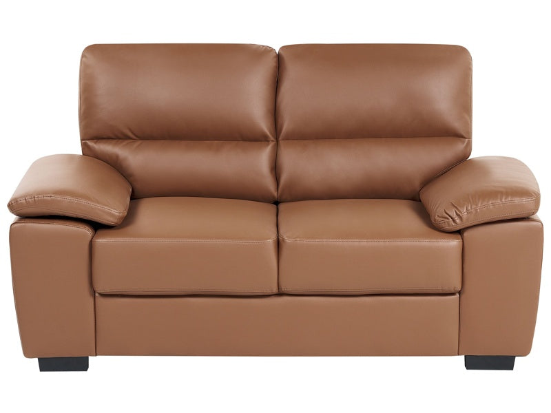 Sofa Golden Brown 2 Seater Faux Leather Living Room Beliani