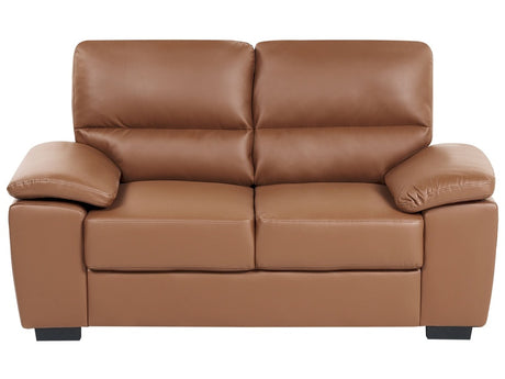 Sofa Golden Brown 2 Seater Faux Leather Living Room Beliani