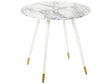 Dining Table Marble Effect and White MDF and Metal Legs  80 cm Glossy Finish Oval Glam Beliani