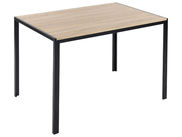 Dining Table Light Wood with Black MDF Top Metal Legs 120 x 80 cm Traditional Rectangular Kitchen Table  Beliani