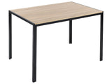 Dining Table Light Brown with Black MDF Top Metal Legs 120 x 80 cm Traditional Rectangular Kitchen Table Beliani