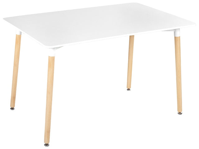 Dining Table White Wooden Legs 120 x 80 cm Rectangular Scandinavian Style Beliani