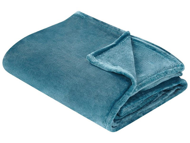 Blanket Blue Polyester 150 x 200 cm Soft Pile Bed Throw Cover Home Accessory Modern Design Beliani