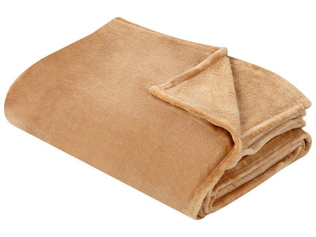 Blanket Sand Beige Polyester 150 x 200 cm Soft Pile Bed Throw Cover Home Accessory Modern Design Beliani