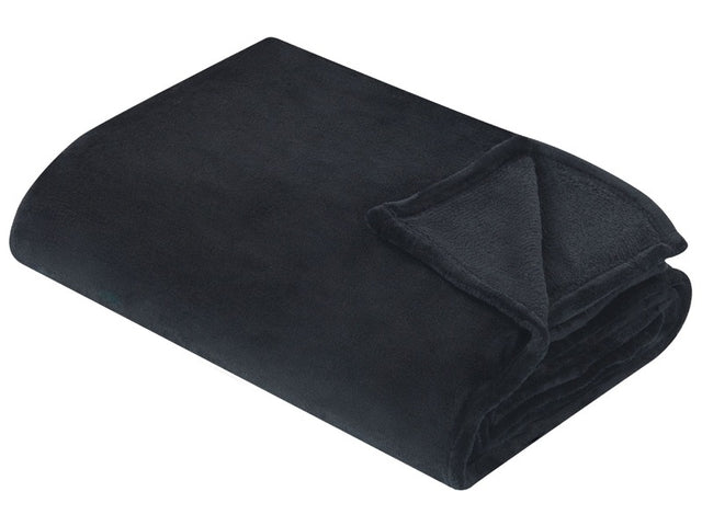 Blanket Black Polyester 150 x 200 cm Soft Pile Bed Throw Cover Home Accessory Modern Design Beliani