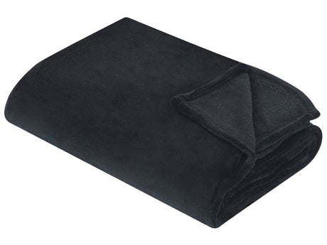 Blanket Black Polyester 200 x 220 cm Soft Pile Bed Throw Cover Home Accessory Modern Design Beliani