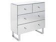 4 Drawer Chest Silver Glass Mirrored Faux Crystal Knob Metal Sled Base Sideboard Glam Beliani