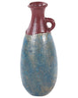 Decorative Vase Blue and Brown Terracotta 50 cm Handmade Painted Retro Vintage-Inspired Design Beliani