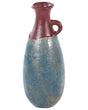 Decorative Vase Blue and Brown Terracotta 50 cm Handmade Painted Retro Vintage-Inspired Design Beliani