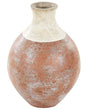 Decorative Vase White and Brown Terracotta 37 cm Handmade Painted Retro Vintage-Inspired Design Beliani