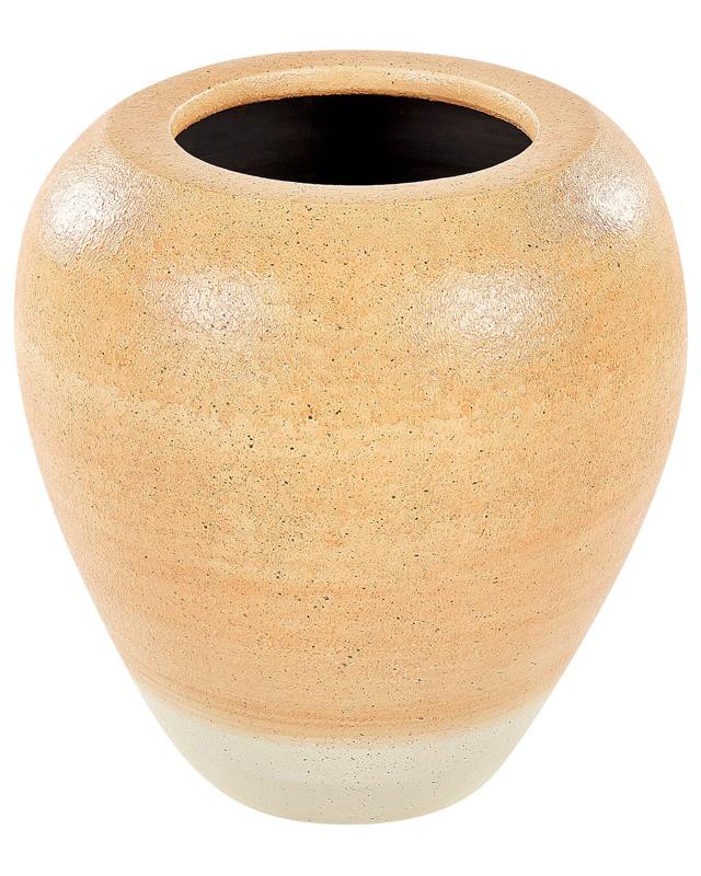 Decorative Vase Orange and Beige Terracotta 34 cm Handmade Painted Retro Vintage-Inspired Design Beliani