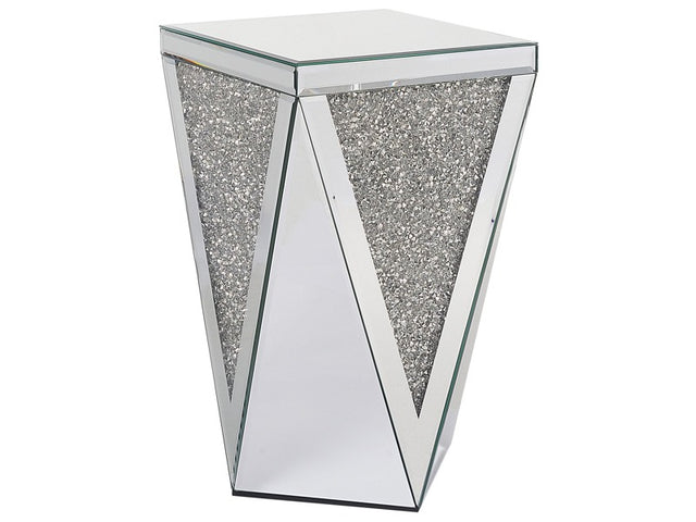 Side Table Silver Glass Mirrored End Bedside Table 30 x 30 cm Glam Design Living Room Bedroom Beliani