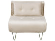 Small Sofa Bed Beige Velvet 1 Seater Fold-Out Sleeper Armless With Cushion Metal Gold Legs Glamour Beliani