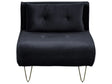 Small Sofa Bed Black Velvet 1 Seater Fold-Out Sleeper Armless With Cushion Metal Gold Legs Glamour Beliani