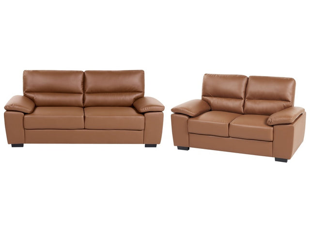 Sofa Set Golden Brown 3 + 2 Seater Faux Leather Living Room Beliani