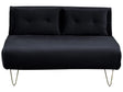 Sofa Bed Black Velvet 2 Seater Fold-Out Sleeper Armless With 2 Cushions Metal Gold Legs Glamour Beliani