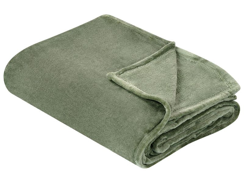 Blanket Green Polyester 150 x 200 cm Soft Pile Bed Throw Cover Home Accessory Modern Design Beliani