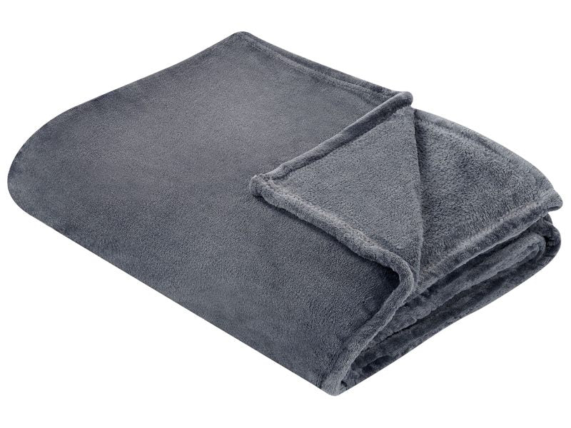 Blanket Grey Polyester 200 x 220 cm Soft Pile Bed Throw Cover Home Accessory Modern Design Beliani