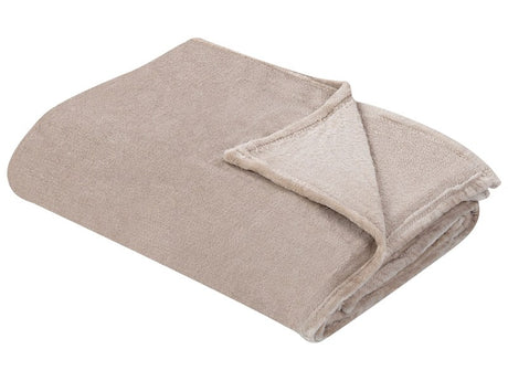 Blanket Beige Polyester 150 x 200 cm Soft Pile Bed Throw Cover Home Accessory Modern Design Beliani