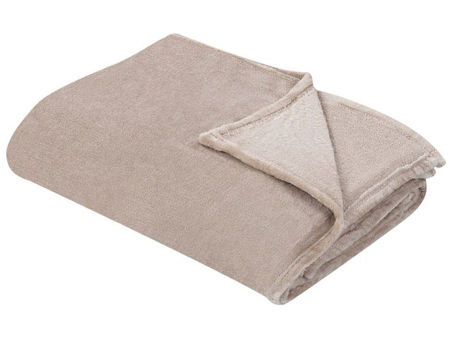 Blanket Beige Polyester 200 x 220 cm Soft Pile Bed Throw Cover Home Accessory Modern Design Beliani