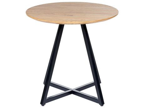 Side Table Light Wood  50 cm Top Black Legs Industrial Modern Living Room Bedroom Beliani