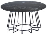 Coffee Table Black Tabletop Metal Base Marble Finish  80 cm Glamorous Design Beliani