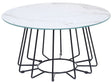 Coffee Table White Tabletop Metal Base Marble Finish  80 cm Glamorous Design Beliani