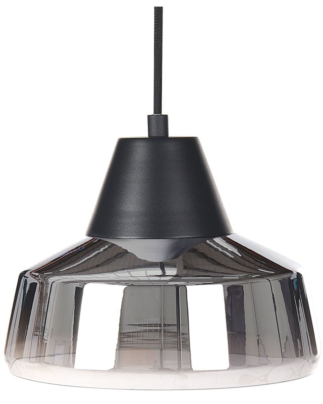 Pendant Lamp Black and Silver Glass Smoked Shade Modern Bedroom Living Room Lighting Beliani