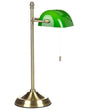 Table Lamp Green and Gold Metal Base Glass Shade Adjustable Pull Switch Retro Style Home Office Light Beliani