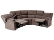 Power Recliner Sofa Brown Fabric Corner Sofa 5 Seater Cup Holder USB Port Beliani