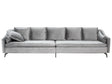 Sofa Light Grey Velvet 4 Seater Extra Cushions Modern Glamour Living Room Furniture Beliani