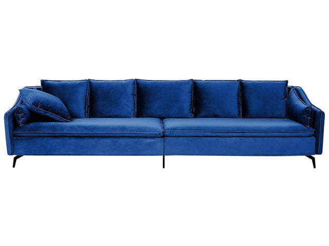 Sofa Navy Blue Velvet 4 Seater Extra Cushions Modern Glamour Living Room Furniture Beliani