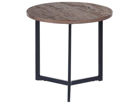 Side Table Dark Wood ø 50 cm Top Black Legs Industrial Modern Living Room Bedroom Beliani