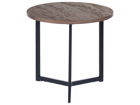 Side Table Dark Wood  50 cm Top Black Legs Industrial Modern Living Room Bedroom Beliani