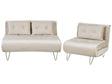 Living Room Set Beige Velvet Single and 2 Seater Sofa Bed with Cushions Metal Hairpin Legs Glamour Beliani
