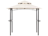 Gazebo Beige Fabric Black Steel 240 x148 cm Metal Frame Canopy with Hooks and Shelves Garden Pavilion Beliani