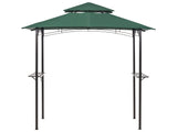 Gazebo Dark Green Fabric Black Steel 240 x 148 cm Metal Frame Canopy with Hooks and Shelves Garden Pavilion Beliani