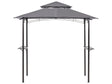 Gazebo Grey Fabric Black Steel 240 x 148 cm Metal Frame Canopy with Hooks and Shelves Garden Pavilion Beliani