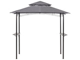 Gazebo Grey Fabric Black Steel 240 x 148 cm Metal Frame Canopy with Hooks and Shelves Garden Pavilion Beliani