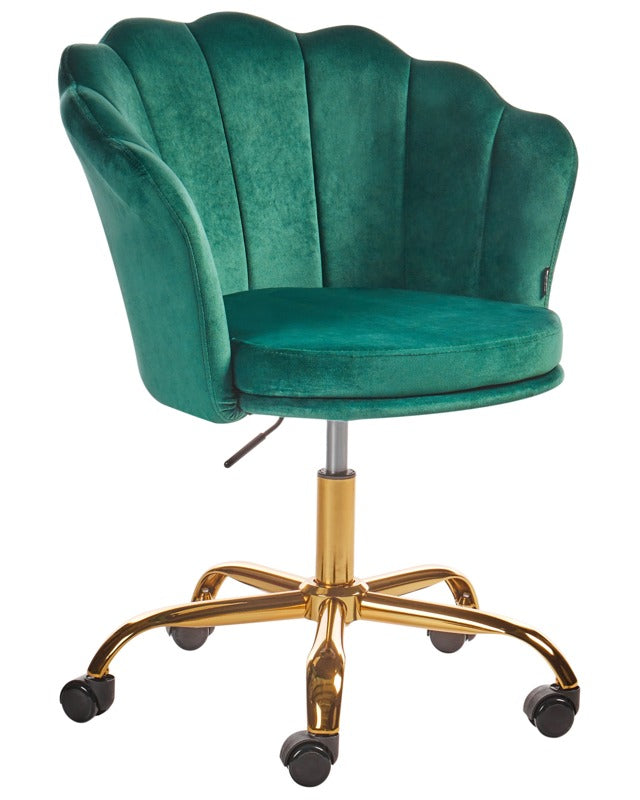 Office Swivel Chair Green Velvet with Stairbase Adjustable Height  Beliani