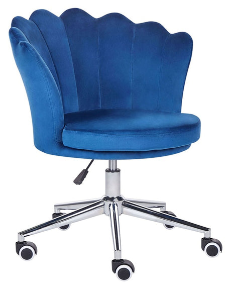 Office Swivel Chair Blue Velvet with Stairbase Adjustable Height  Beliani