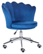 Office Swivel Chair Blue Velvet with Stairbase Adjustable Height  Beliani