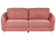 Sofa Pink Fabric Upholstery Gold Legs 3 Seater Couch Retro Beliani