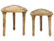 Nest of 2 Side Tables Natural with Carved Top Triangular Frame Living Room Rustic Beliani