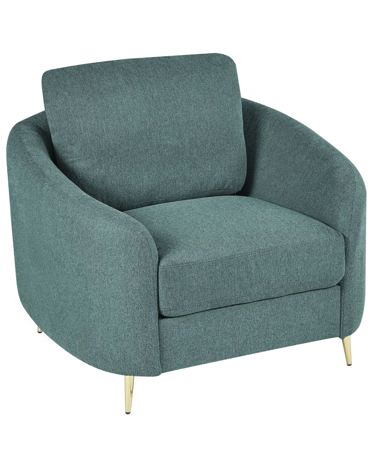 Armchair Fabric Green Gold Metal Legs Club Chair Curvy Retro Living Room  Beliani