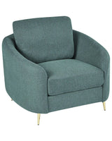 Armchair Fabric Green Gold Metal Legs Club Chair Curvy Retro Living Room  Beliani