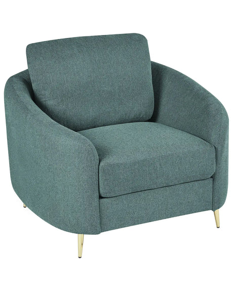 Armchair Fabric Green Gold Metal Legs Club Chair Curvy Retro Living Room  Beliani