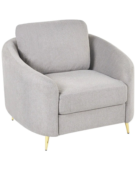 Armchair Fabric Grey Gold Metal Legs Club Chair Curvy Retro Living Room  Beliani